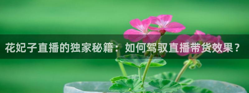 搜球体育直播：花妃子直播的独家秘籍：如何驾驭直播带货效果？